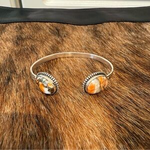 Spiny Oyster Open Style Women's Bangle Bracelet Sterling Silver